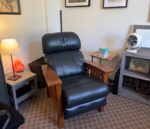 The original hypnosis chair, Blueberry.